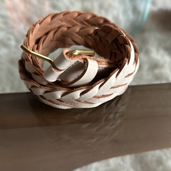 J. Crew Off White Leather Braided Belt main image 4